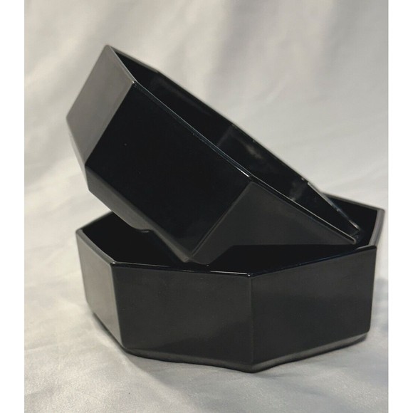 Vintage Arcoroc Octime black octagonal salad bowls set of 2, 5.5" diameter - Picture 2 of 4